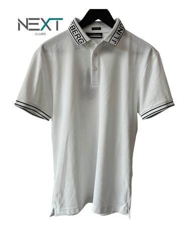 Neu J.Lindeberg Austin Regular Polo Poloshirt Herren Weiß mit schwarz Größe S
