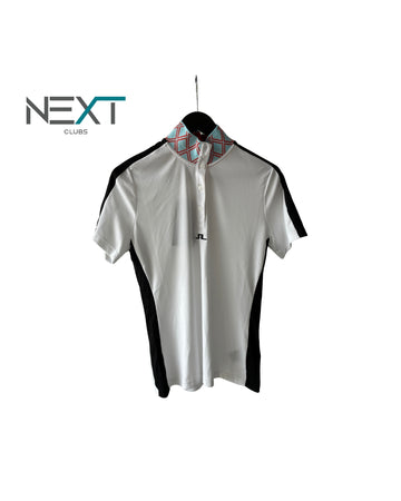 Neu J.Lindeberg Pip Polo Poloshirt Damen Weiß mit schwarz Größe M