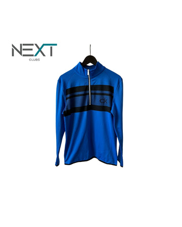 Neu Calvin Klein Golf Force 2 Mid Layer Trainingstop Halfzip Herren Blau/Schwarz/Weiß Größe S