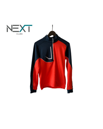 Neu Galvin Green Daxton Stretch Midlayer Trainingstop Halfzip Herren Orange/Dunkelblau/Weiß Größe S