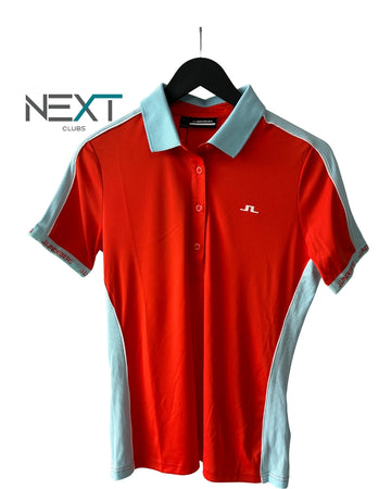 Neu J.Lindeberg Demi Polo Poloshirt Damen Orange / hellblau Größe M