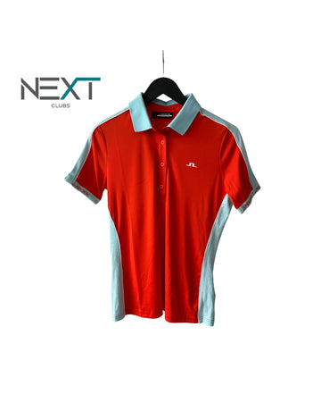 Neu J.Lindeberg Demi Polo Poloshirt Damen Orange / hellblau Größe M