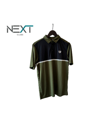 Neu Wilson 3 Tone Polo Poloshirt Herren Olivgrün/Schwarz/Grau Größe M