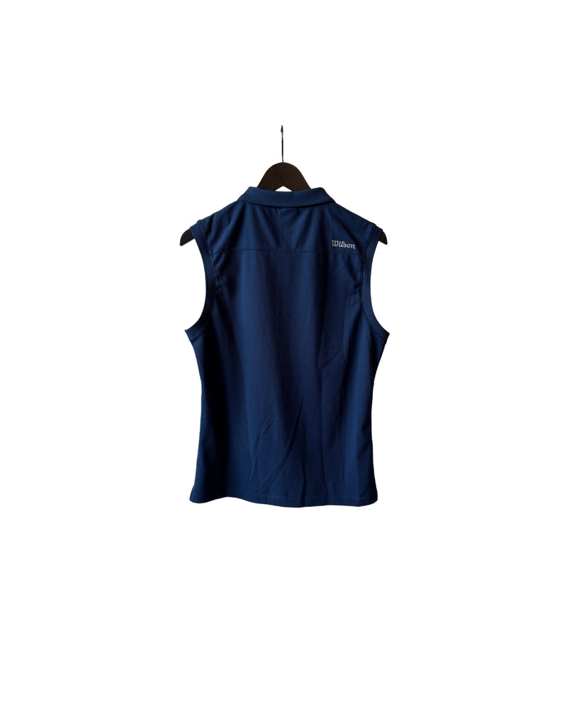 Neu Wilson Authentic Polo ohne Ärmel Poloshirt Damen Dunkelblau Größe L