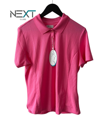 Neu Greg Norman Play Dry Poloshirt Damen Pink Größe L