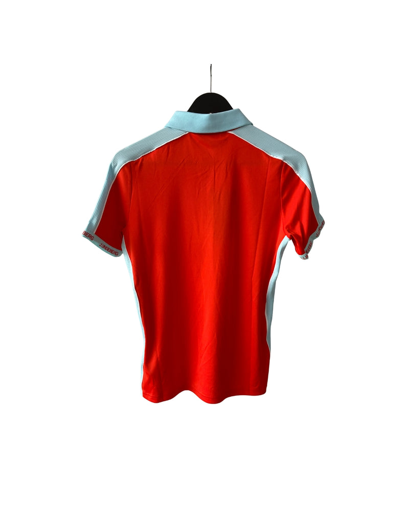 Neu J.Lindeberg Demi Polo Poloshirt Damen Orange / hellblau Größe M