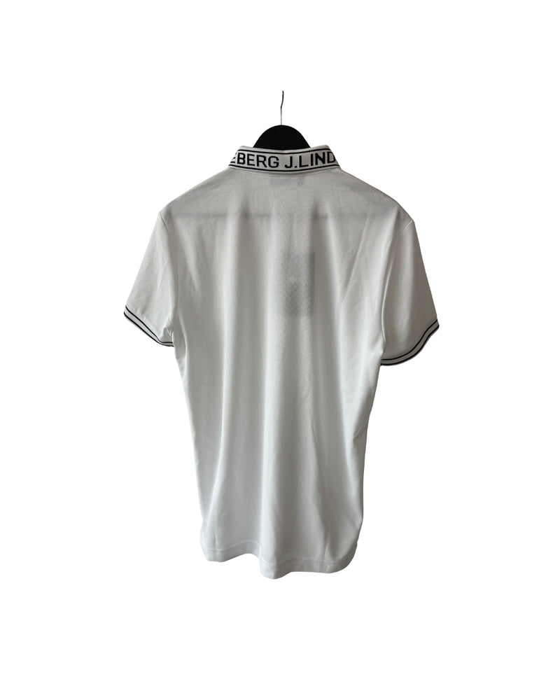 Neu J.Lindeberg Austin Regular Polo Poloshirt Herren Weiß mit schwarz Größe S
