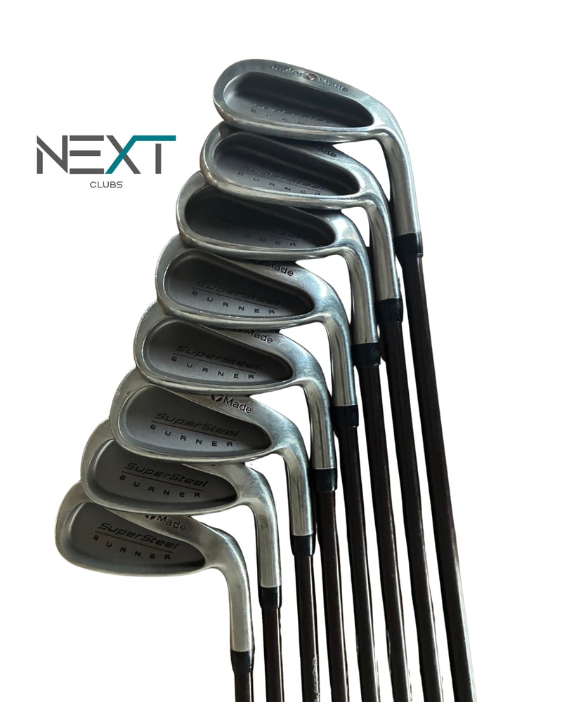 TaylorMade SuperSteel Burner Eisensatz 3-9+PW / TaylorMade Bubble 80g / Regular Flex