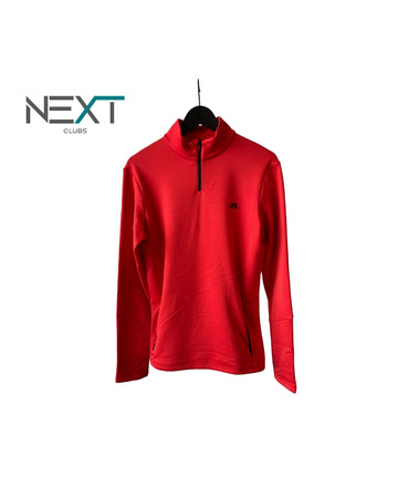 Neu J.Lindeberg Stretch Midlayer Trainingstop Halfzip Herren Rot/Schwarz Größe S