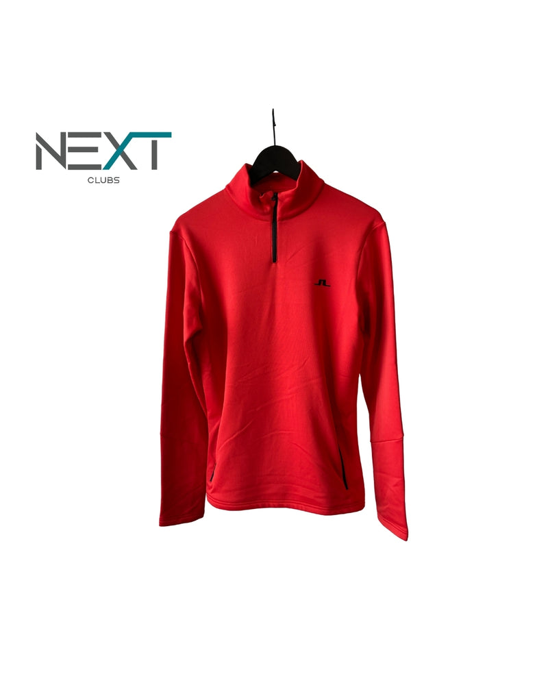 Neu J.Lindeberg Stretch Midlayer Trainingstop Halfzip Herren Rot/Schwarz Größe S