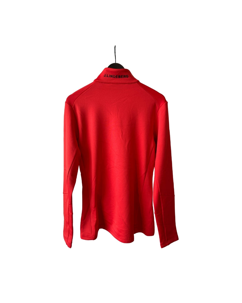 Neu J.Lindeberg Stretch Midlayer Trainingstop Halfzip Herren Rot/Schwarz Größe S